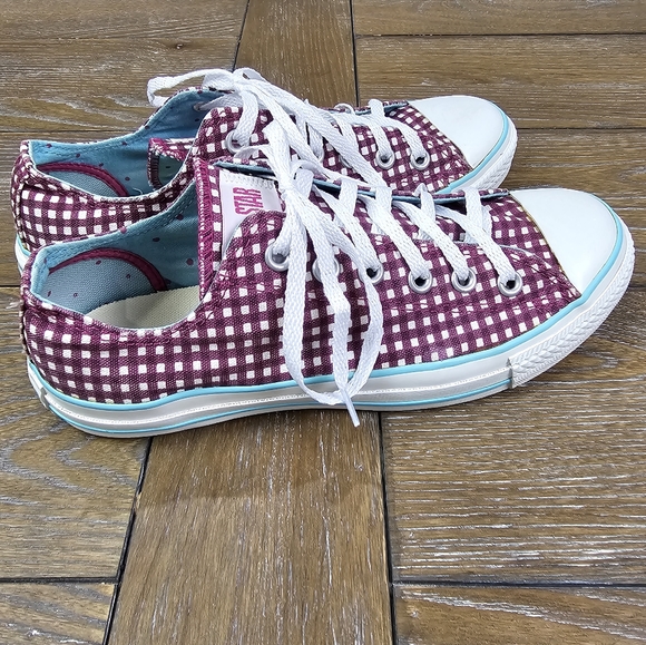 Converse Shoes - Converse Chuck Taylor All Star Purple White Gingham Sneakers, W Size 9, M Size 7